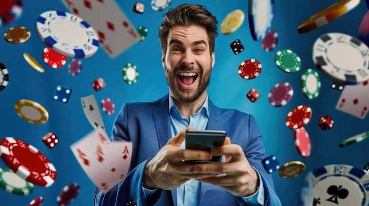 Kartu fitur mewing88 dengan gaya teknologi biru